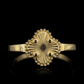 10k gold clover ring, clover front view on black