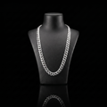 Silver 925 solid miami cuban chain 7mm draped on a black jewelry bust, front view
