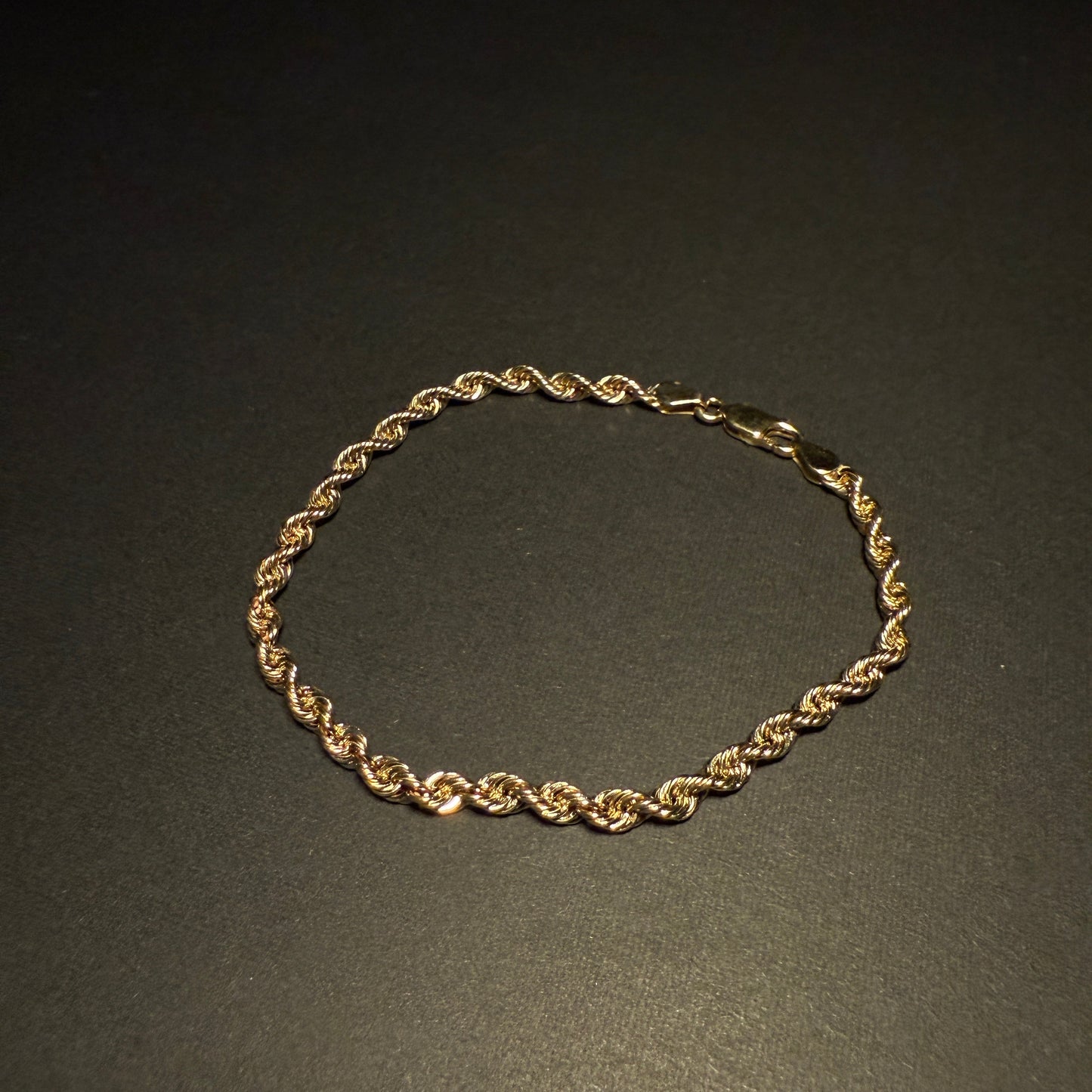 10k Gold Solid Rope Bracelet 4mm 7.5"