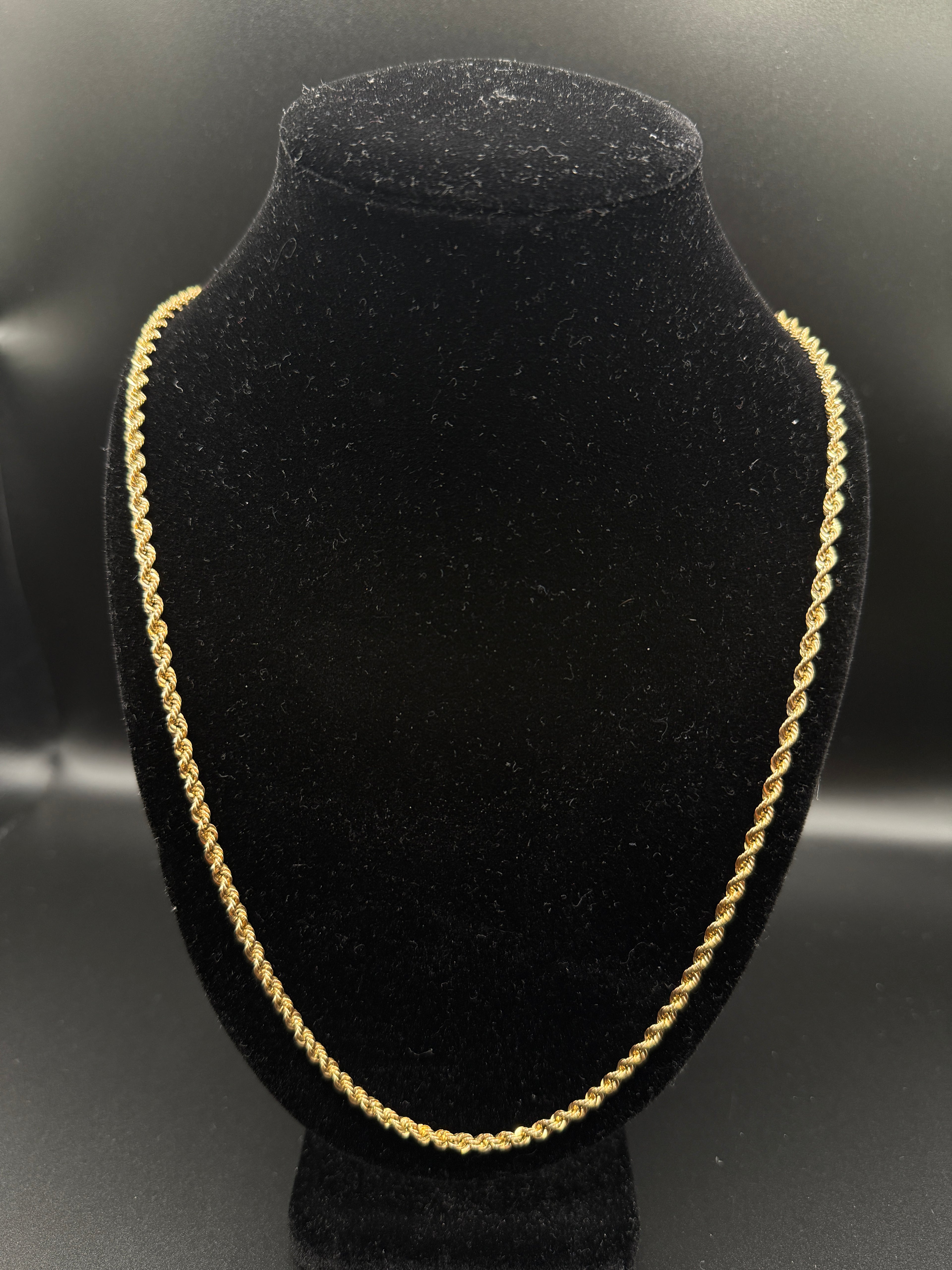 Used 10k Gold Hollow Rope Chain 3mm 26"