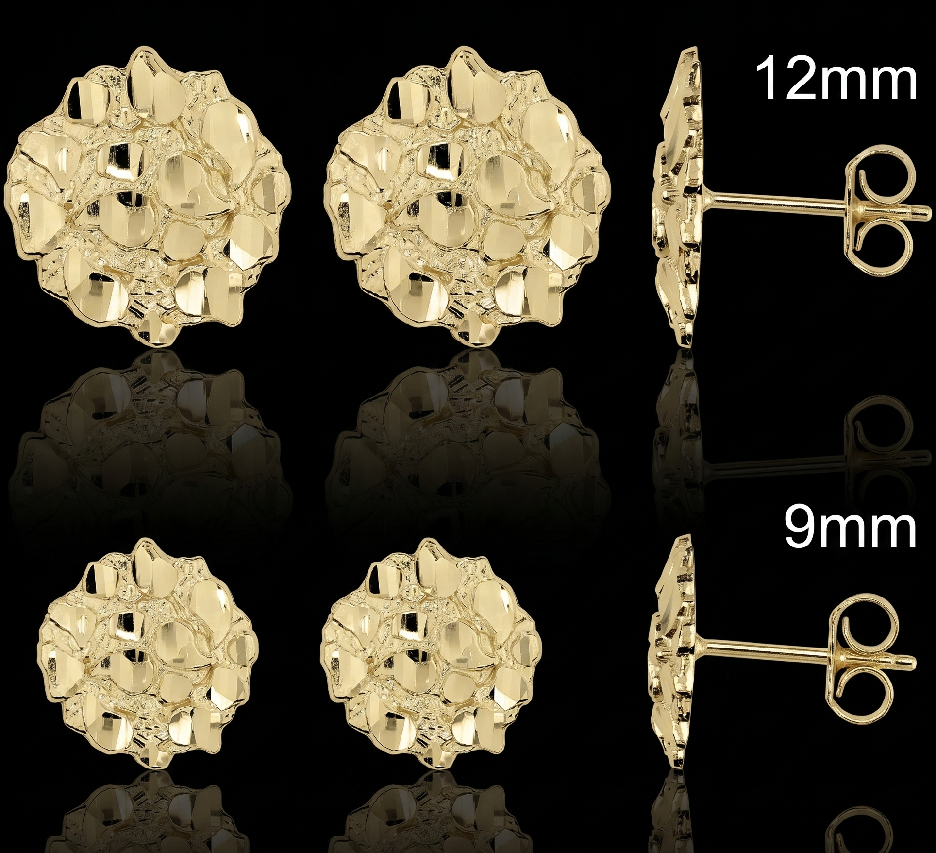 10k Gold Circle Nugget Earrings