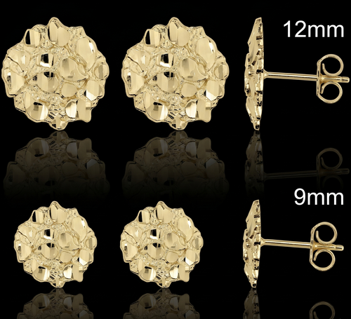 10k Gold Circle Nugget Earrings