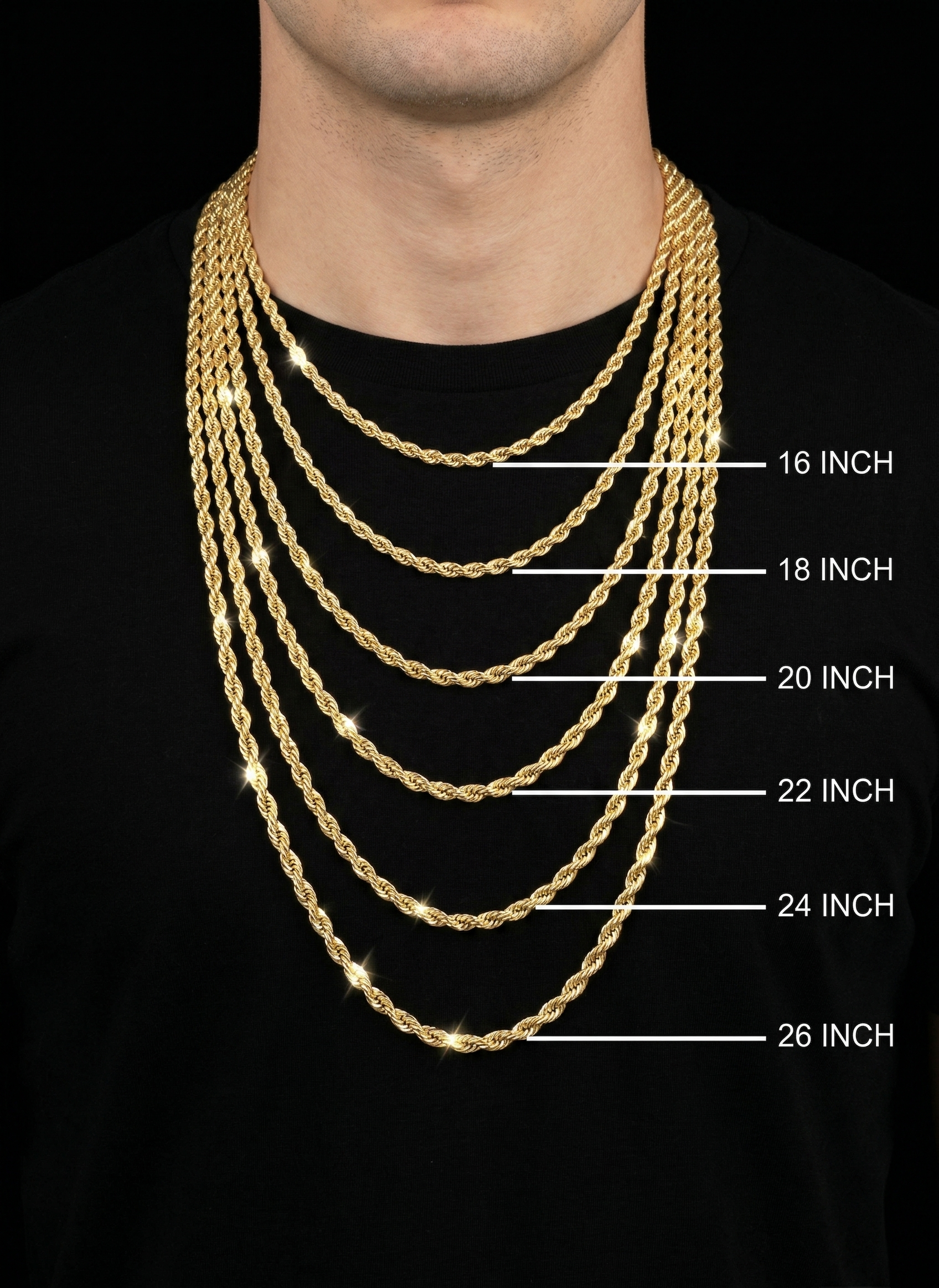 Solid 10k Gold Rope Chain 4mm