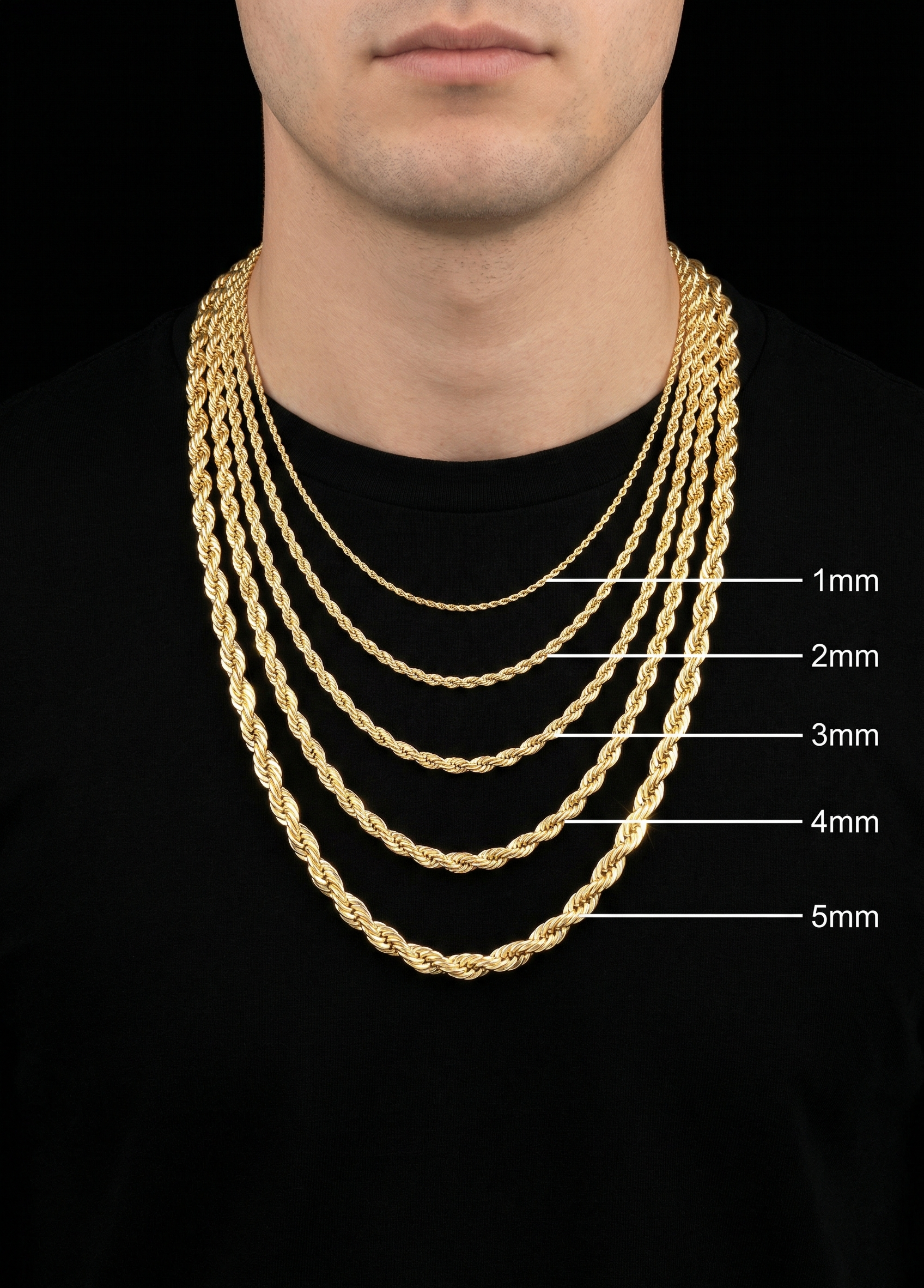 Solid 10k Gold Rope Chain 4mm