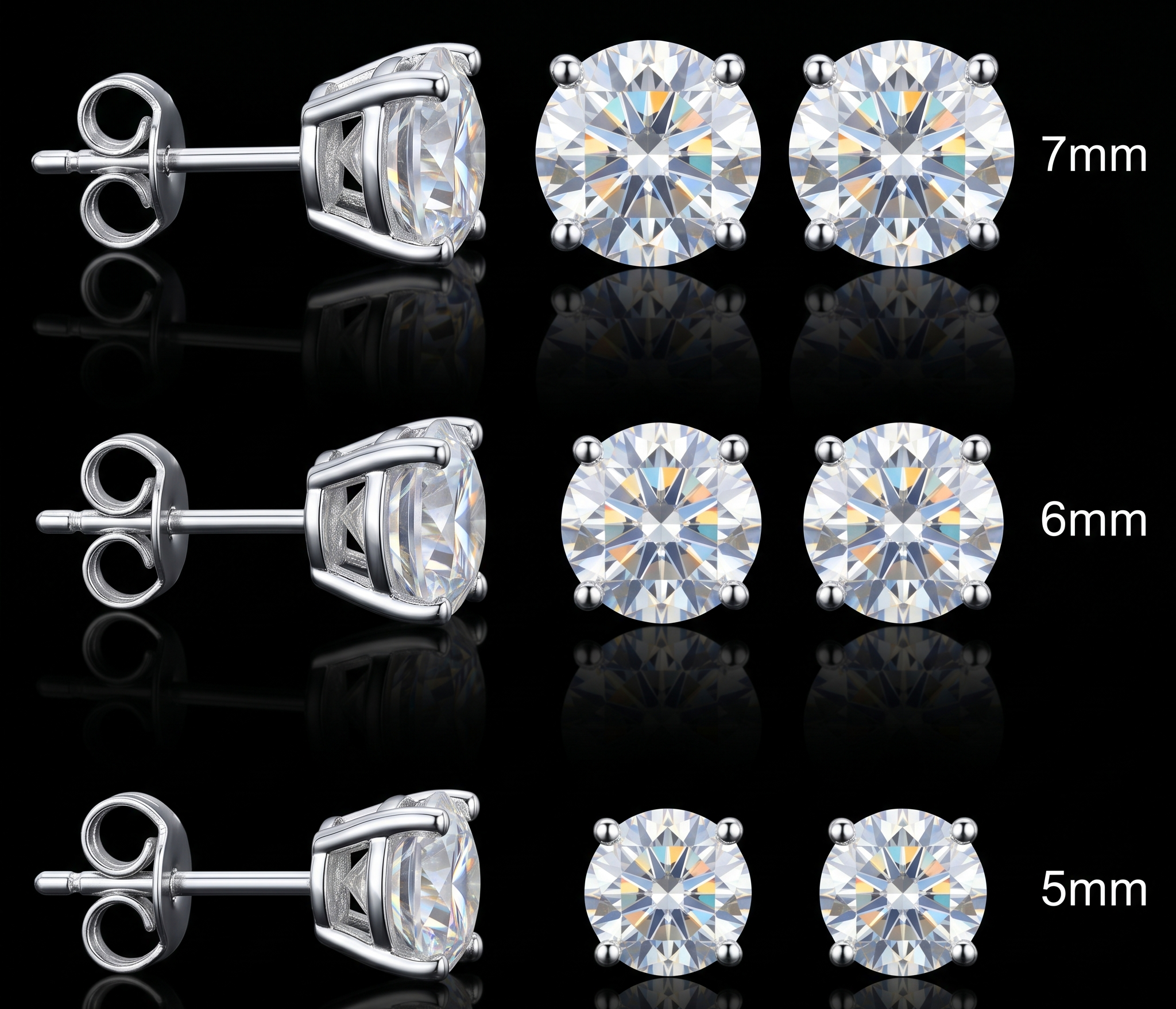 Silver 925 Brilliant Stud Moissanite Earrings