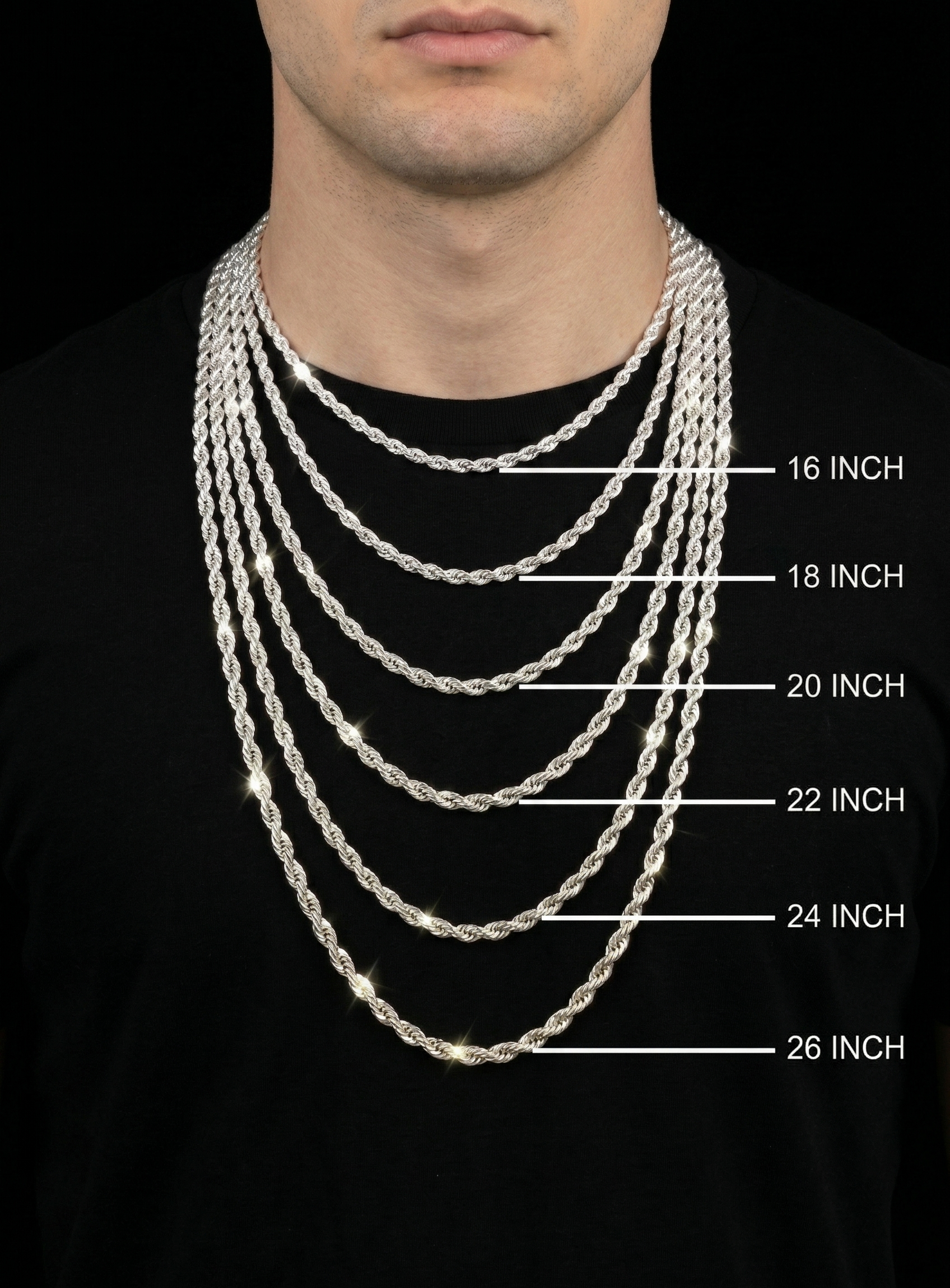 Solid Silver 925 Rope Chain 5mm