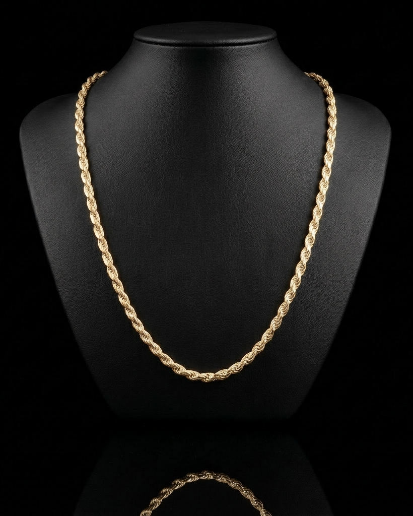 Hollow 10k Gold Rope Chain 5mm