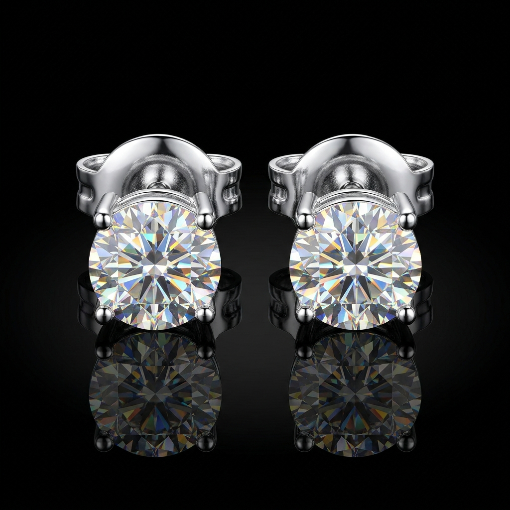 Silver 925 Brilliant Stud Moissanite Earrings