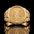 10k Gold Nugget Circle Centenario Ring 19mm