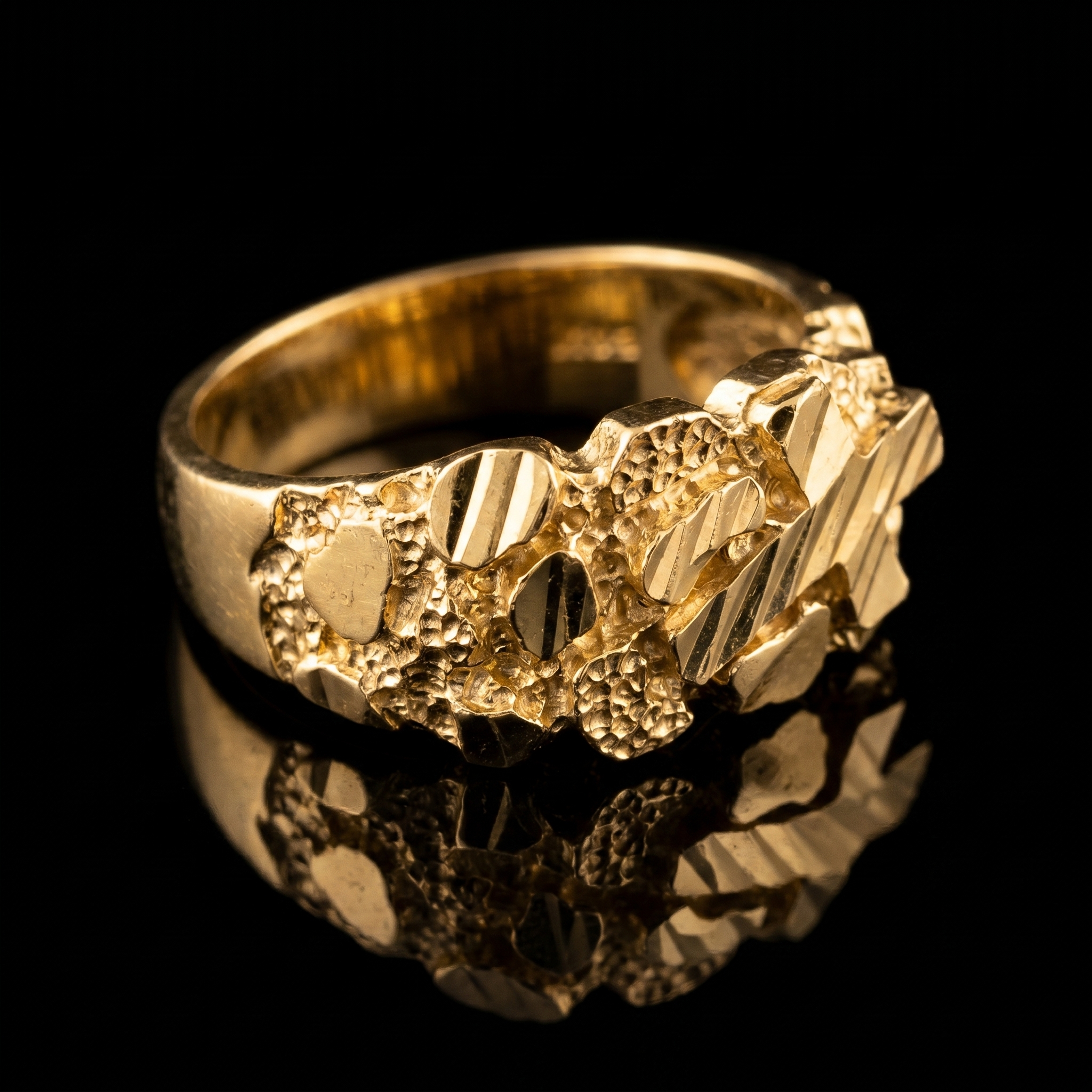10k Gold Cross Nugget Ring 9.5mm
