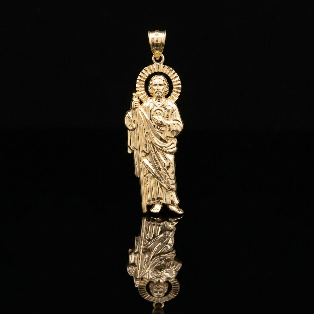 10k Gold Saint Judas Pendant 1.75"