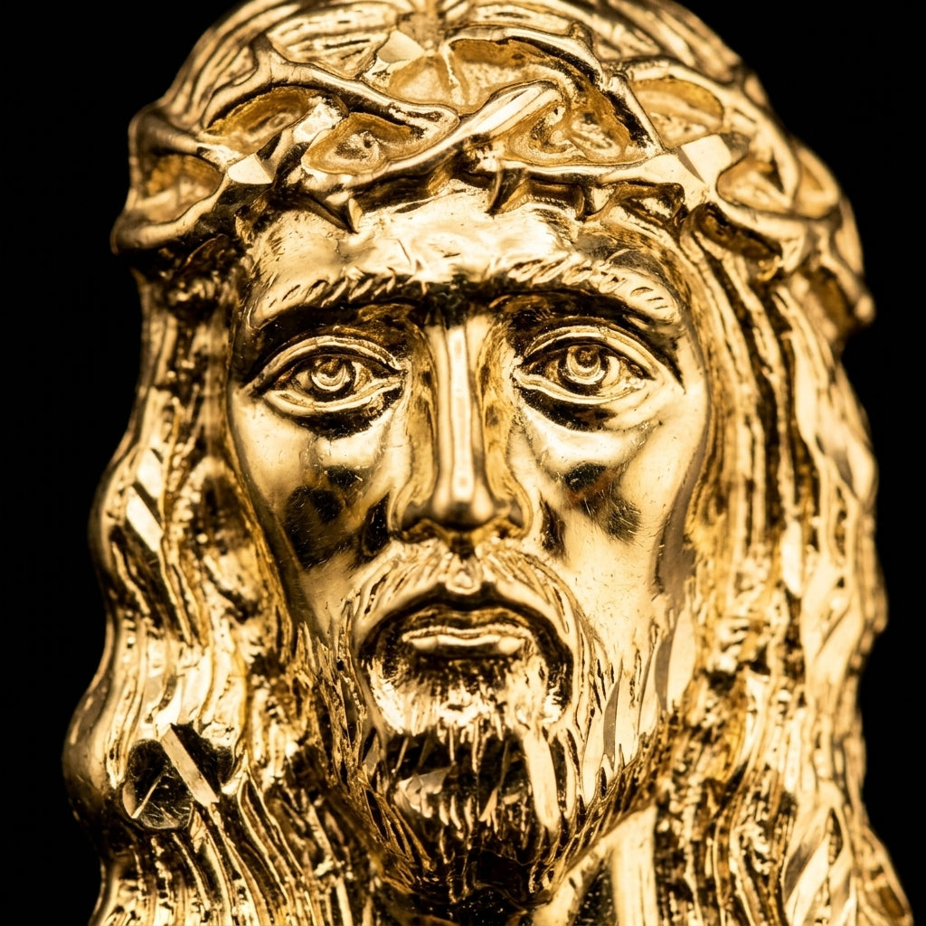 10k Gold Jesus Head Pendant 1.5"