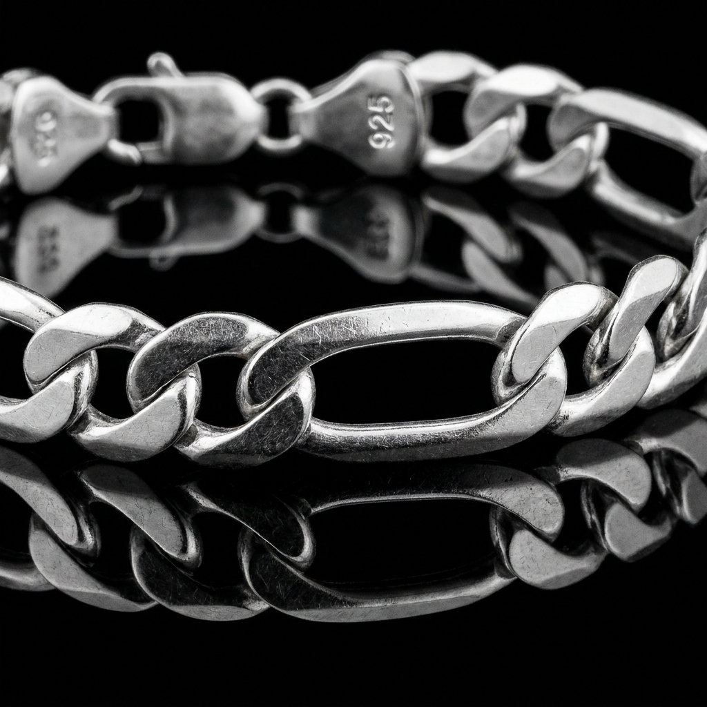 Solid Silver 925 Figaro Bracelet 1.7mm