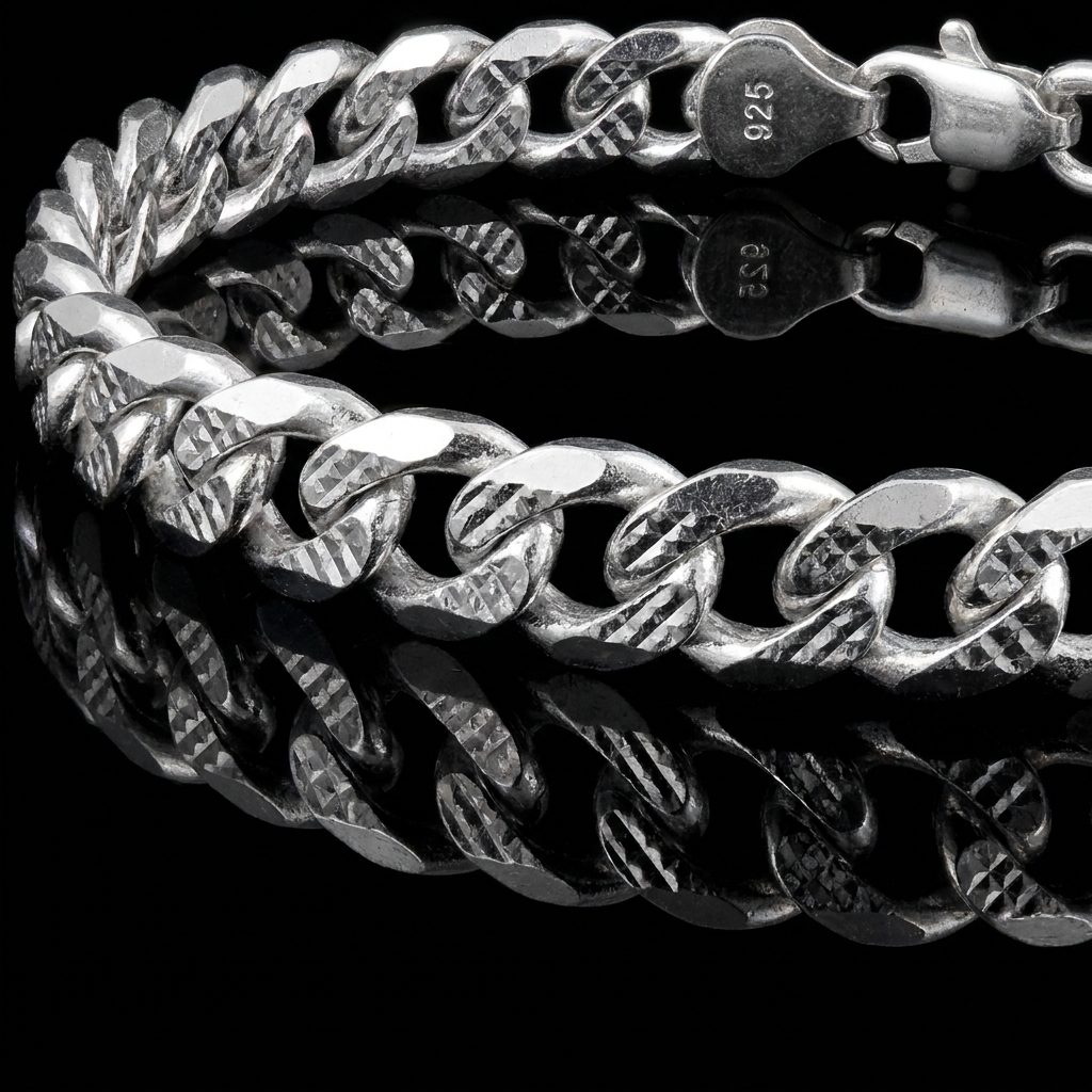 Solid Silver 925 Curb Bracelet 7.9mm