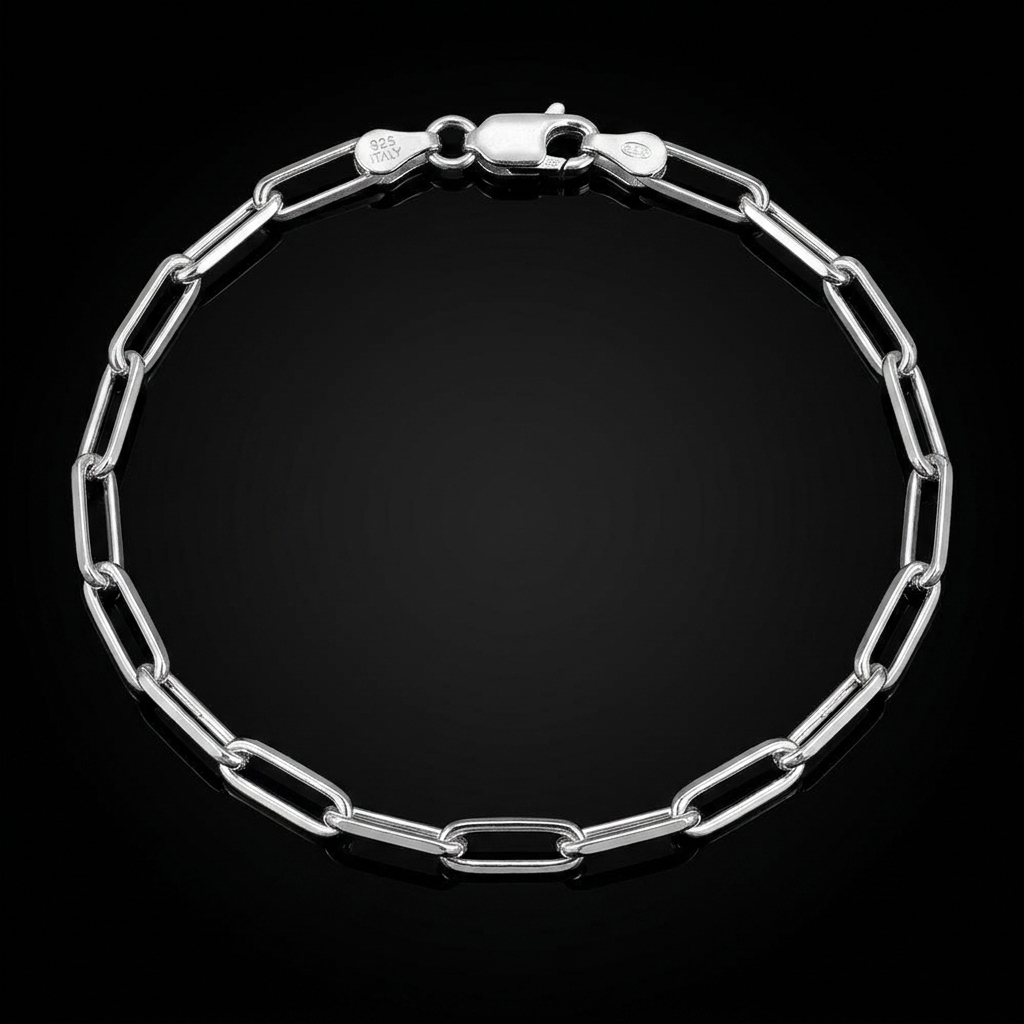 Solid Silver 925 Paperclip Bracelet