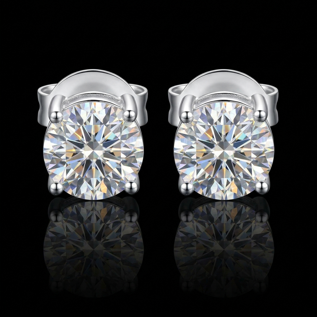 Silver 925 Brilliant Stud Moissanite Earrings