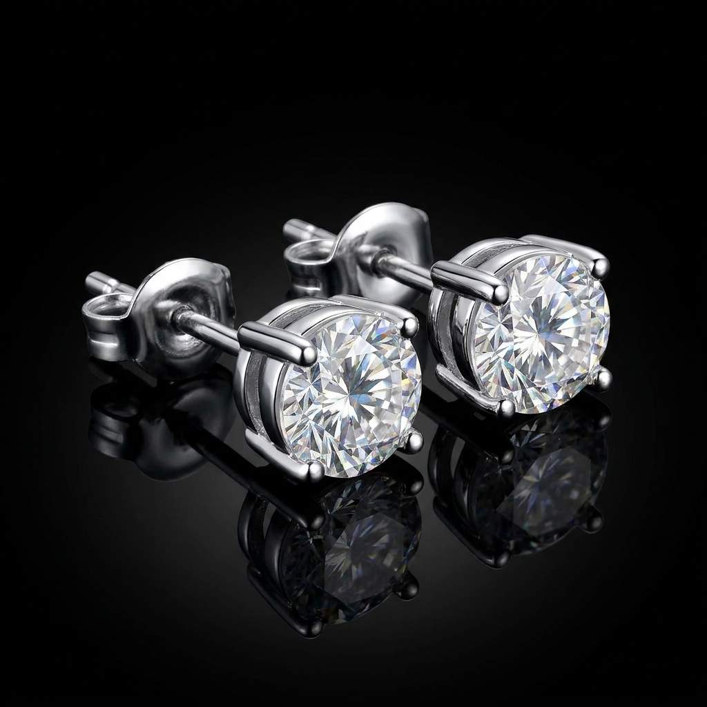 Silver 925 Brilliant Stud Moissanite Earrings