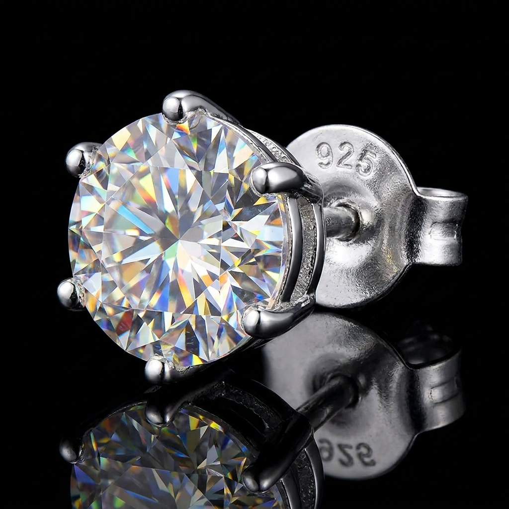 Silver 925 Brilliant Stud Moissanite Earrings