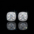 Silver 925 Cushion Halo Stud Moissanite Earrings