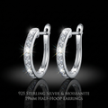 Silver 925 Moissanite Half Studded Hoop Earrings 19mm