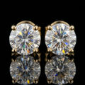 14k Gold Round Brilliant Stud Moissanite Earrings