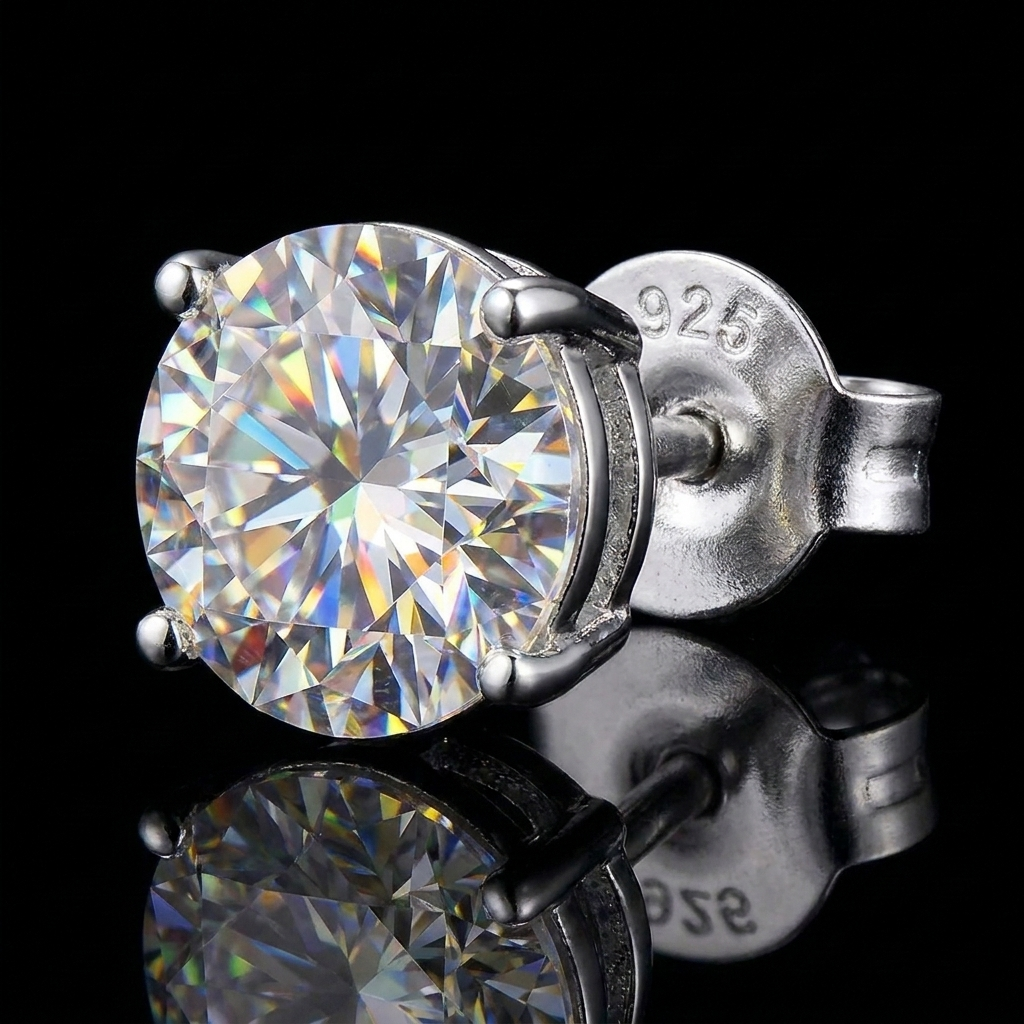 Silver 925 Brilliant Stud Moissanite Earrings