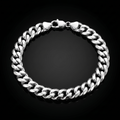 Silver 925 solid Miami Cuban bracelet on black, front