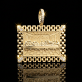10k Gold CZ Last Supper Rolex Band Rectangle Pendant 1"