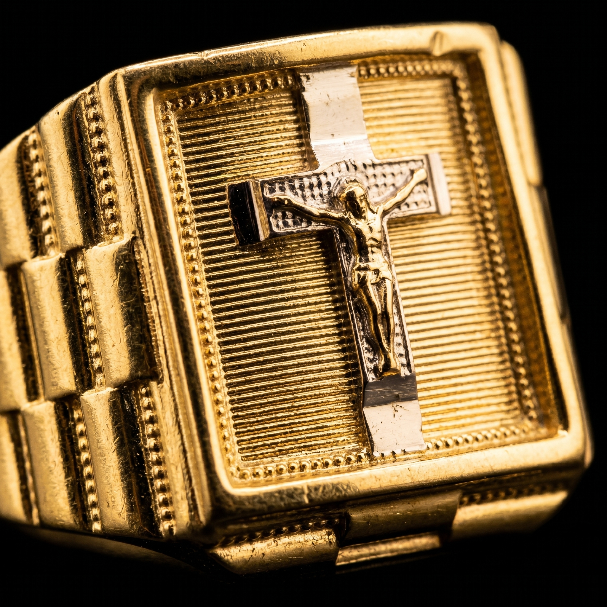 10k Gold Rolex Crucifix Ring 13mm