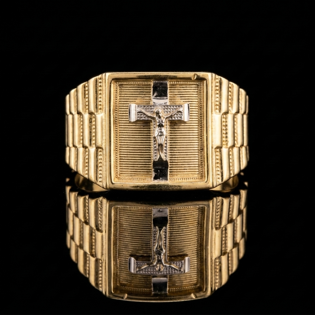 10k Gold Rolex Crucifix Ring 13mm
