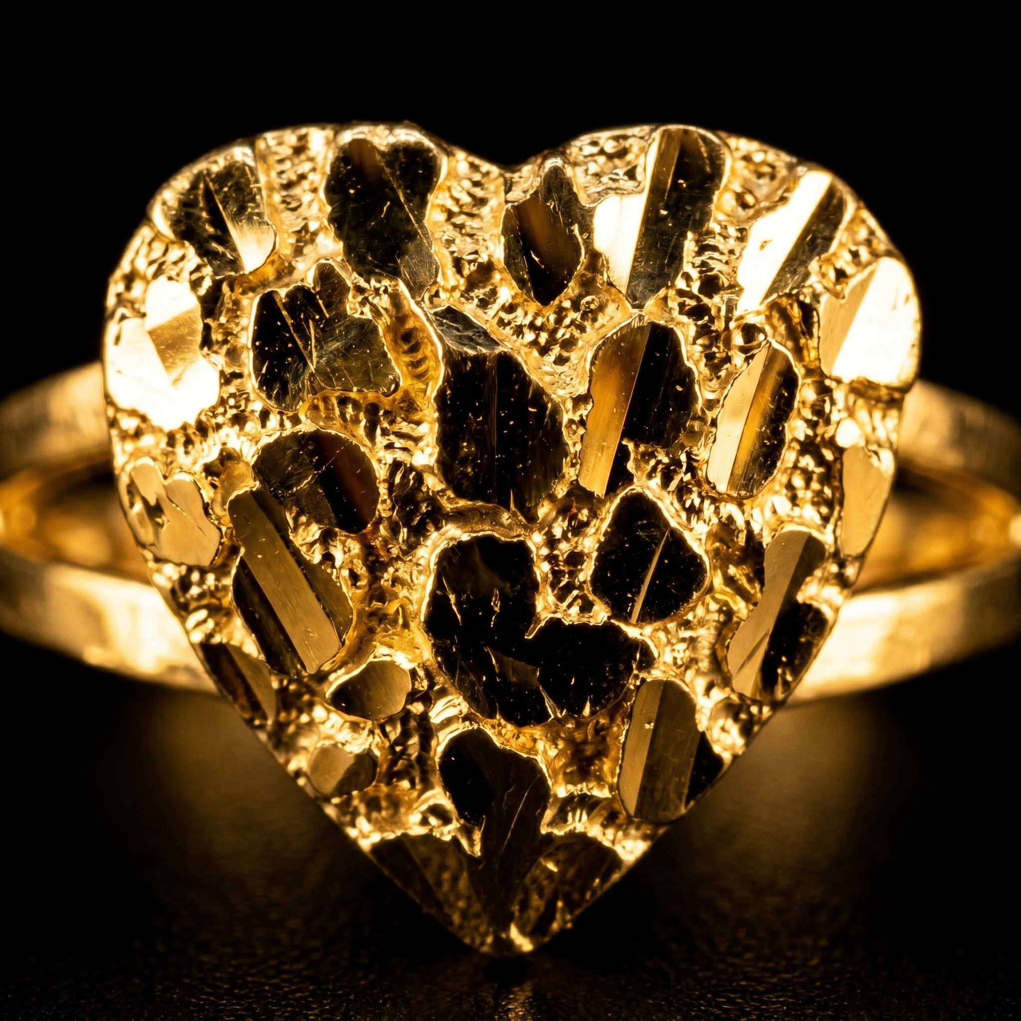 10k Gold Heart Nugget Ring 10mm