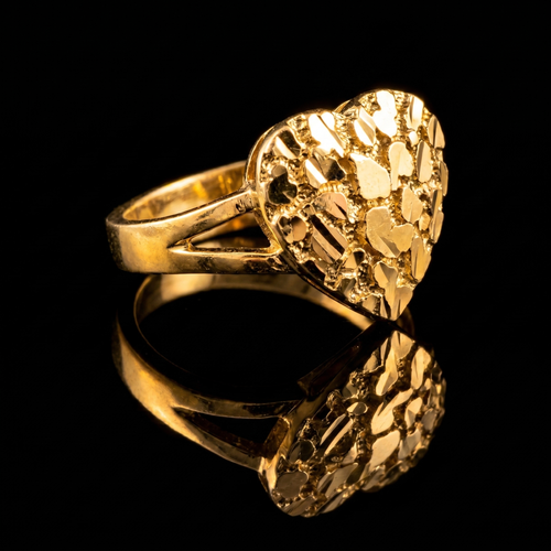 10k Gold Heart Nugget Ring 10mm